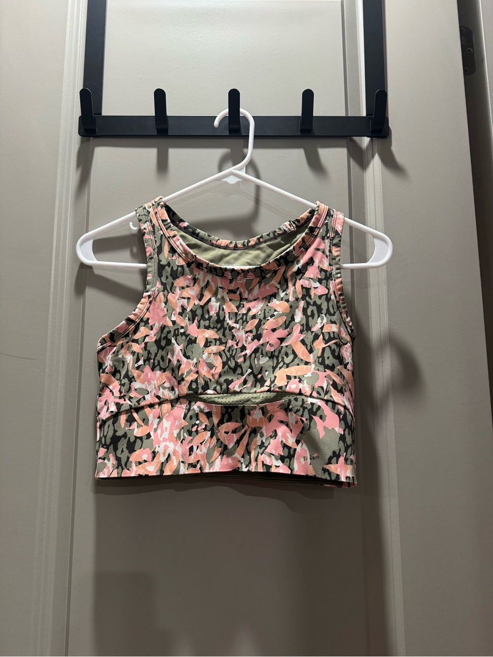 Sweaty Betty Pink and Olive Camo Crop Tank